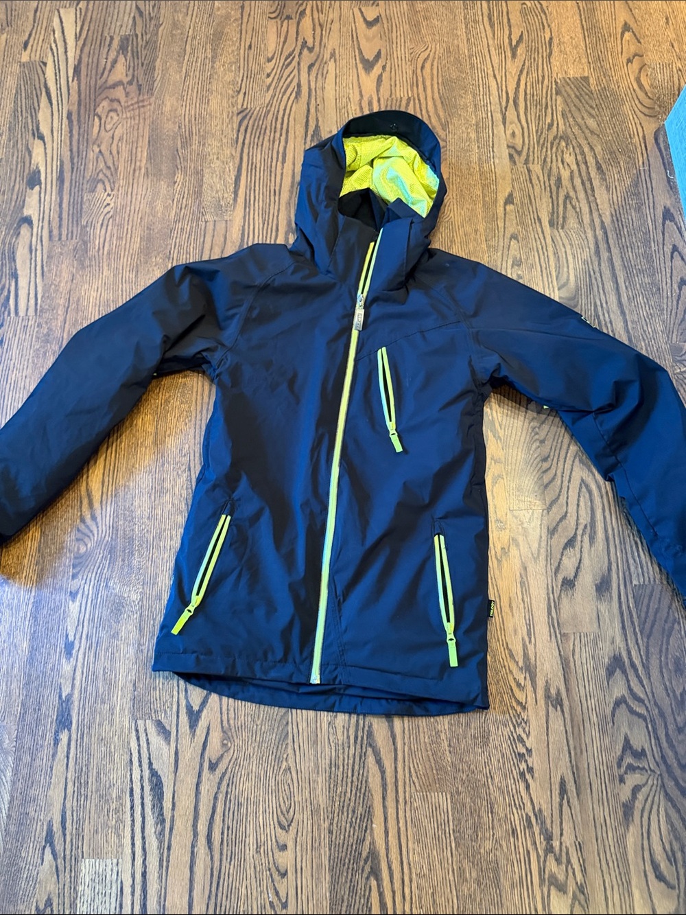 Men black Jacket with yellow  Accent Hood